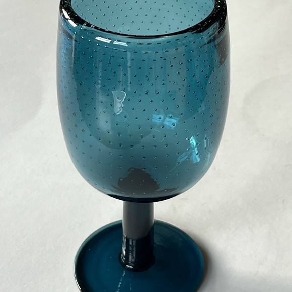 Beijing Housewares blue bubble blown glass goblets, stemware, designer glasses - Picture 12 of 14